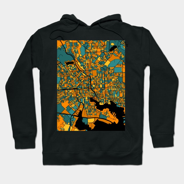 Baltimore Map Pattern in Orange & Teal Hoodie by PatternMaps